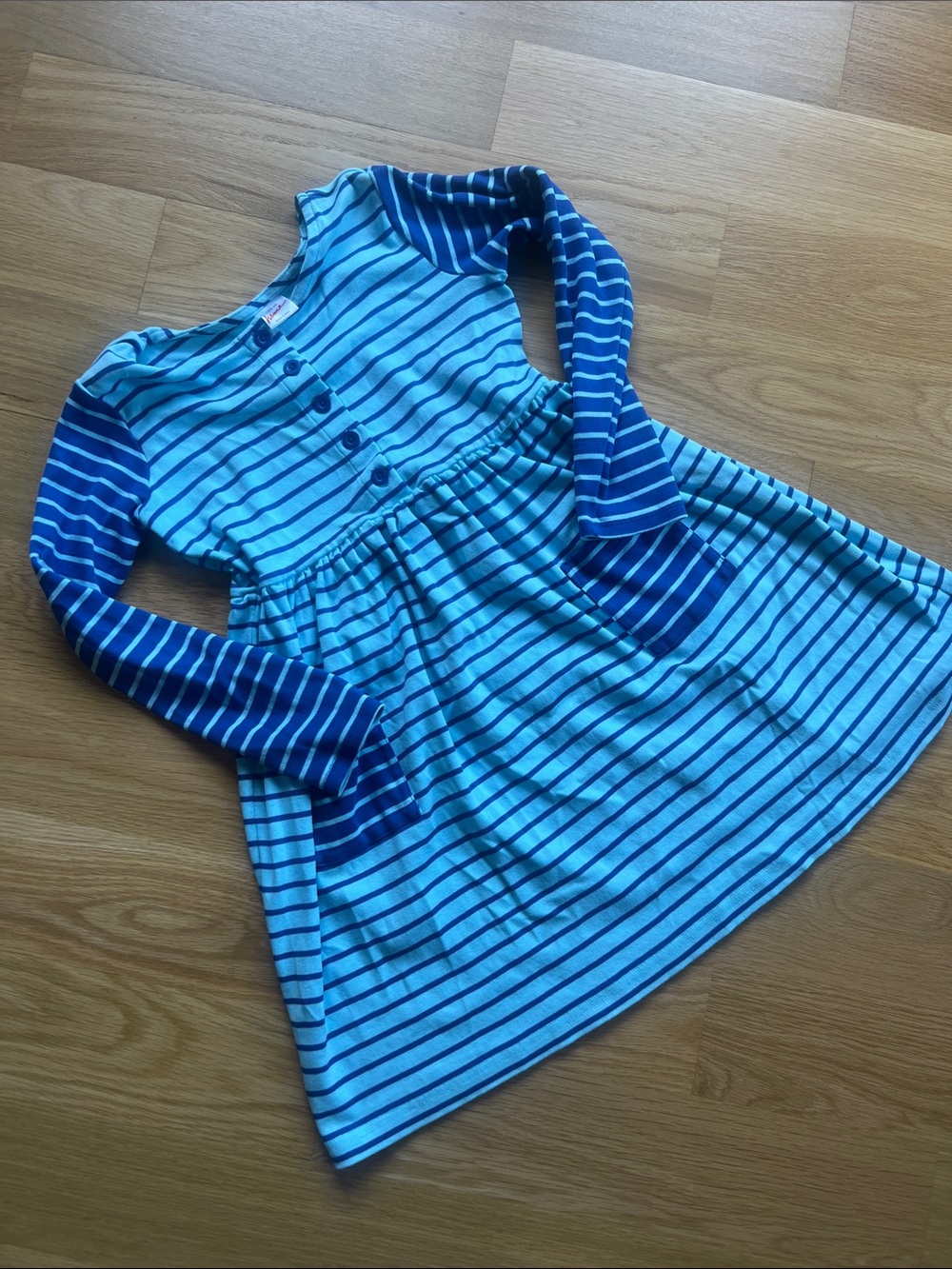 Hanna Andersson Blue Striped Long-Sleeve Knit Dress